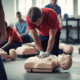 A corporate company taking CPR classes